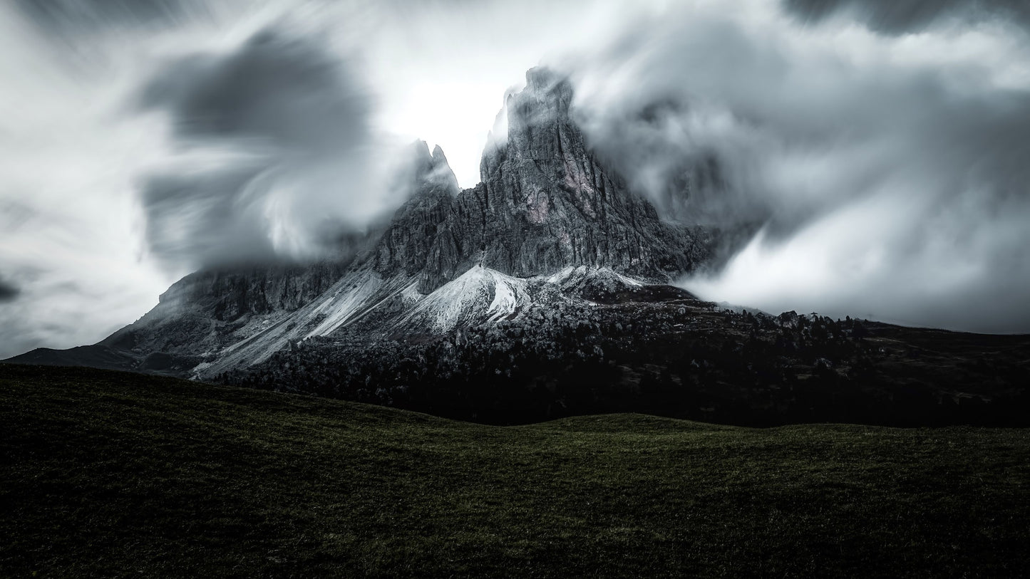 surreal atmosphere—where the mountains seem alive