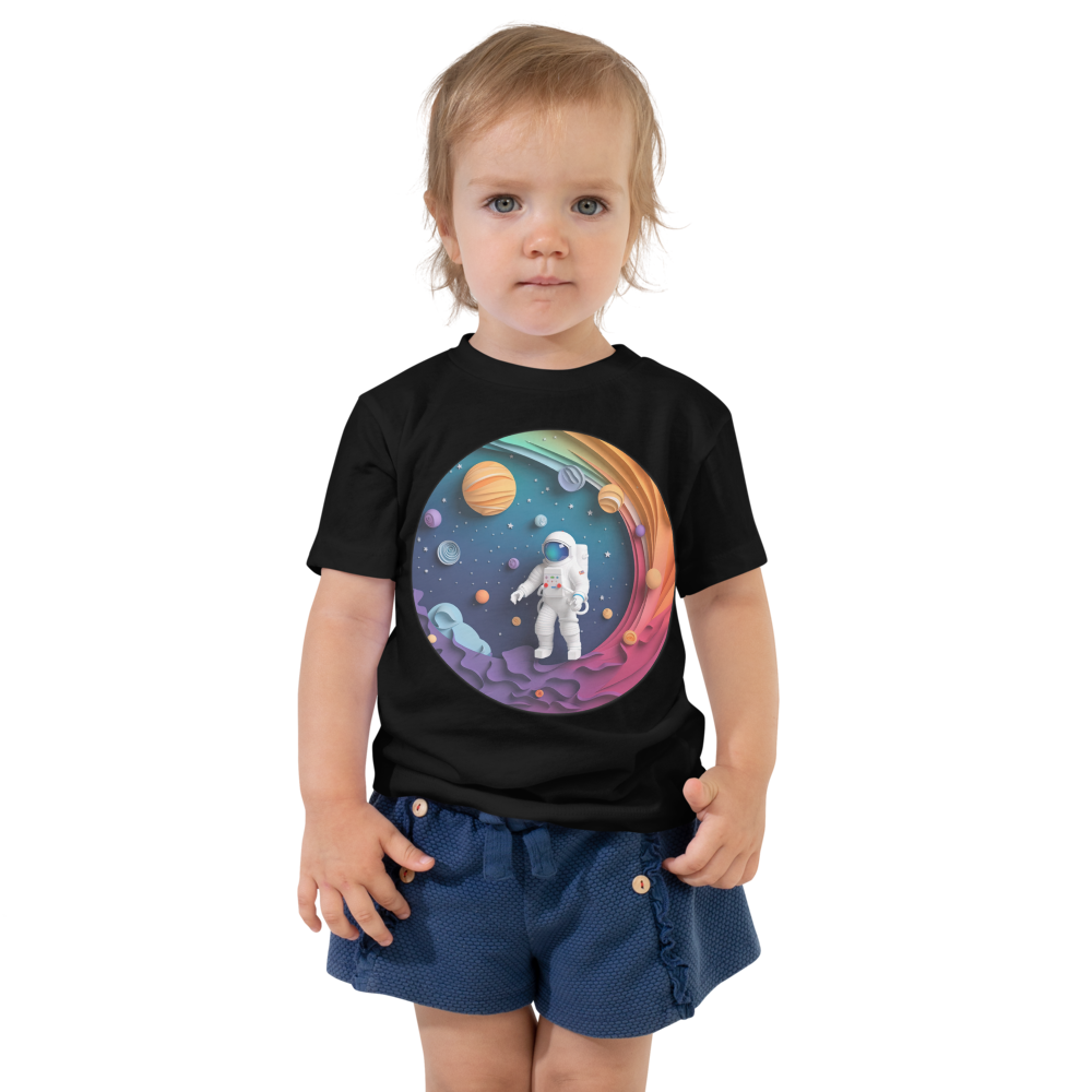 Rainbow Galaxy Astronaut T-Shirt for Kids – Colorful Space Adventure Tee