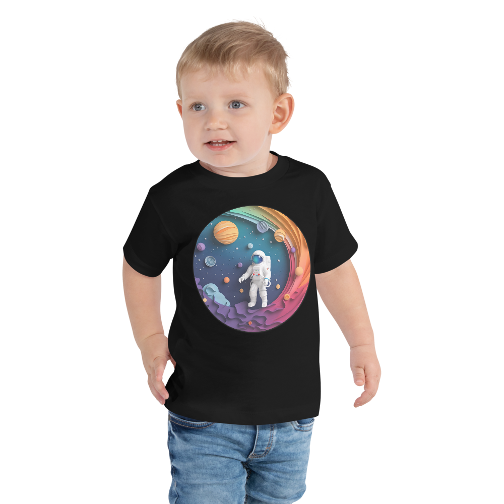Rainbow Galaxy Astronaut T-Shirt for Kids – Colorful Space Adventure Tee