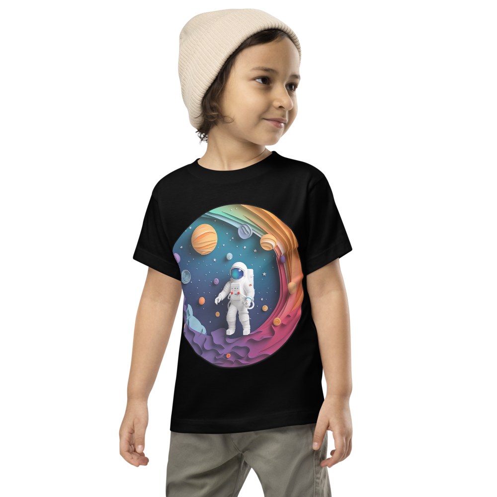 Rainbow Galaxy Astronaut T-Shirt for Kids – Colorful Space Adventure Tee