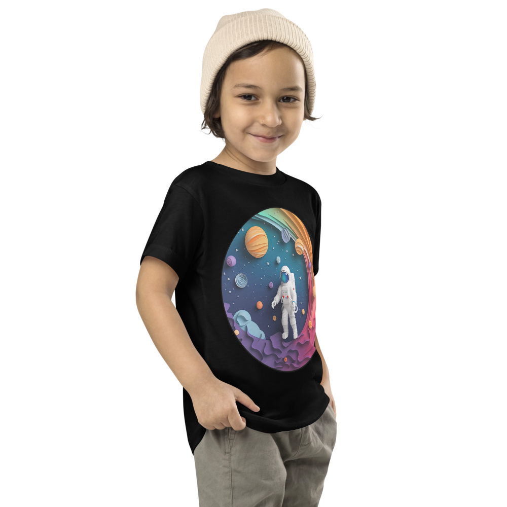 Rainbow Galaxy Astronaut T-Shirt for Kids – Colorful Space Adventure Tee