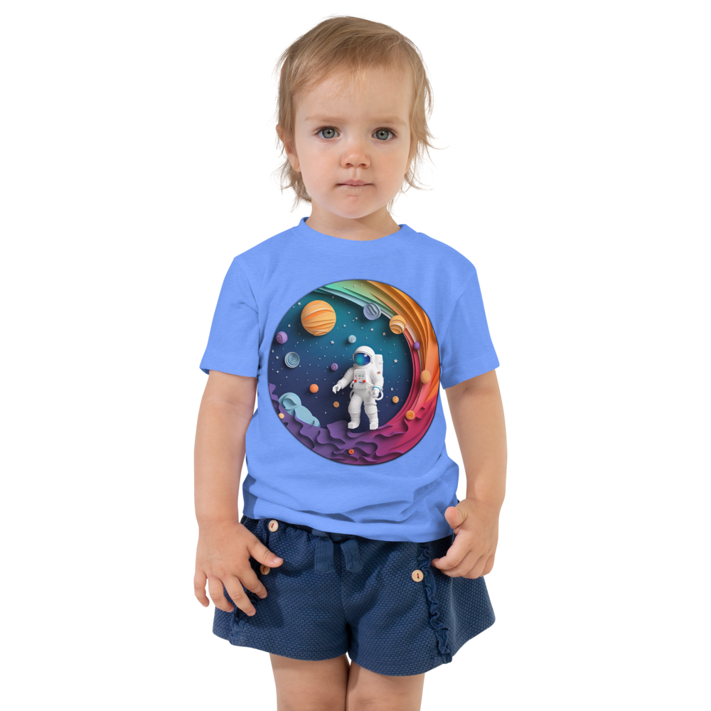 Rainbow Galaxy Astronaut T-Shirt for Kids – Colorful Space Adventure Tee