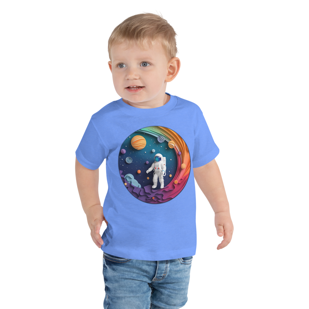 Rainbow Galaxy Astronaut T-Shirt for Kids – Colorful Space Adventure Tee