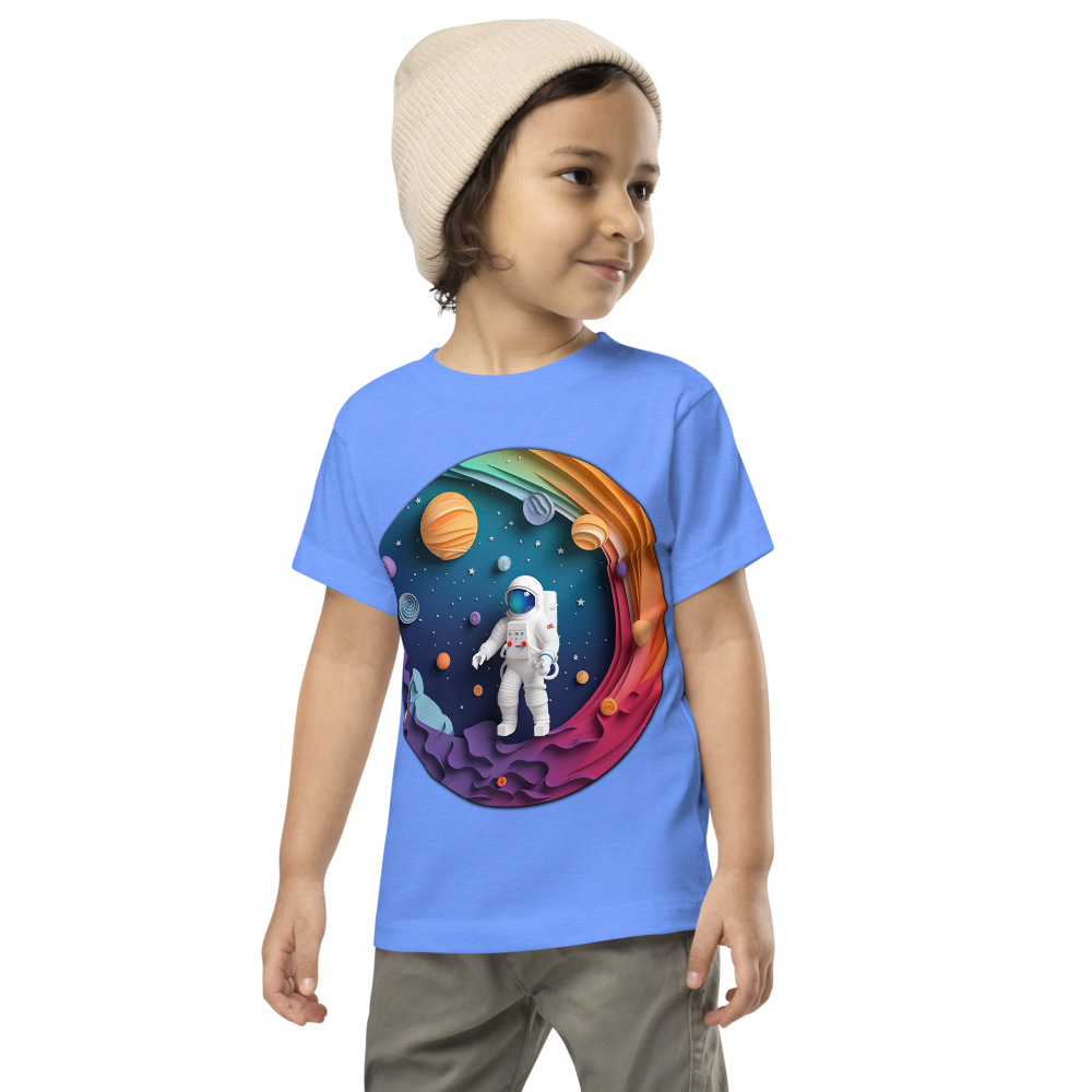 Rainbow Galaxy Astronaut T-Shirt for Kids – Colorful Space Adventure Tee