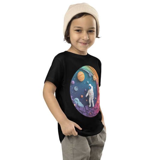 Rainbow Galaxy Astronaut T-Shirt for Kids – Colorful Space Adventure Tee